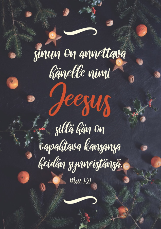 Joulukortti, sinun on annettava hänelle nimi Jeesus –  